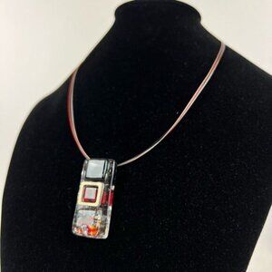 Vintage Resin Art Glass Clasp Closure Necklace Statement Piece